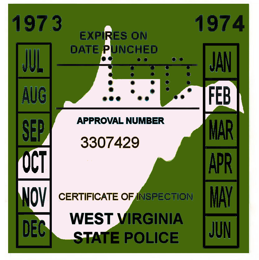 (image for) 1973-74 West Virginia Inspection Sticker